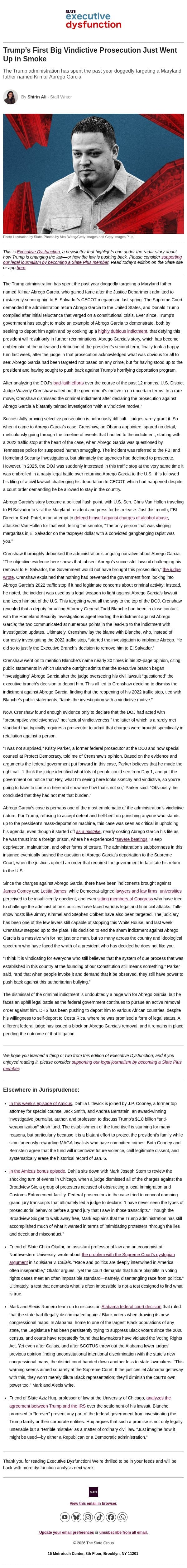 Trump’s first big vindictive prosecution just went up in smoke email from Slate screenshot