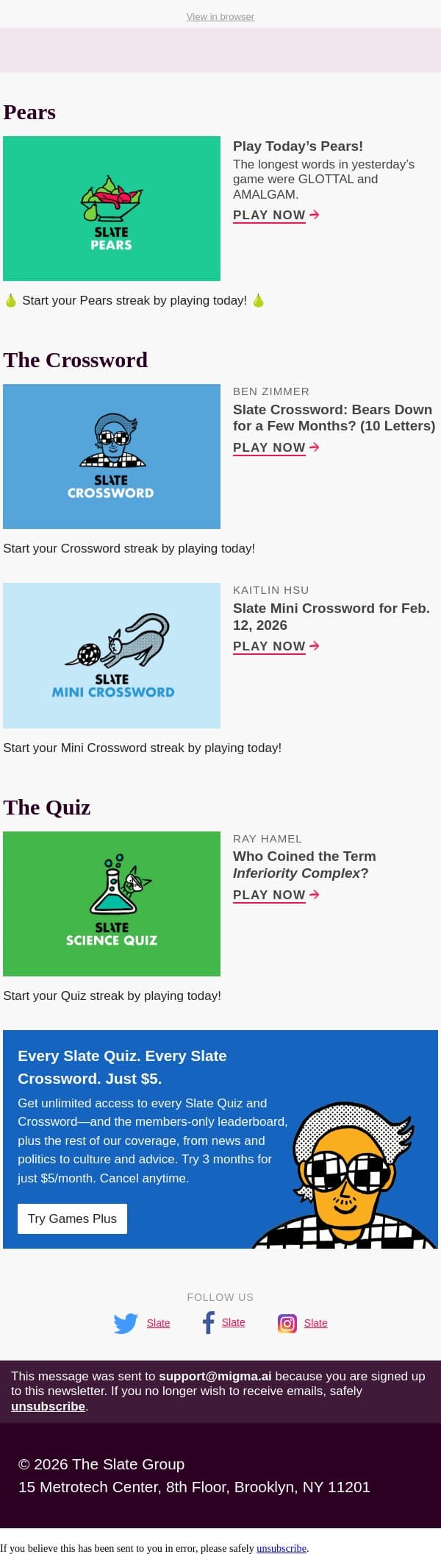 Who coined the term “inferiority complex”? email from Slate screenshot
