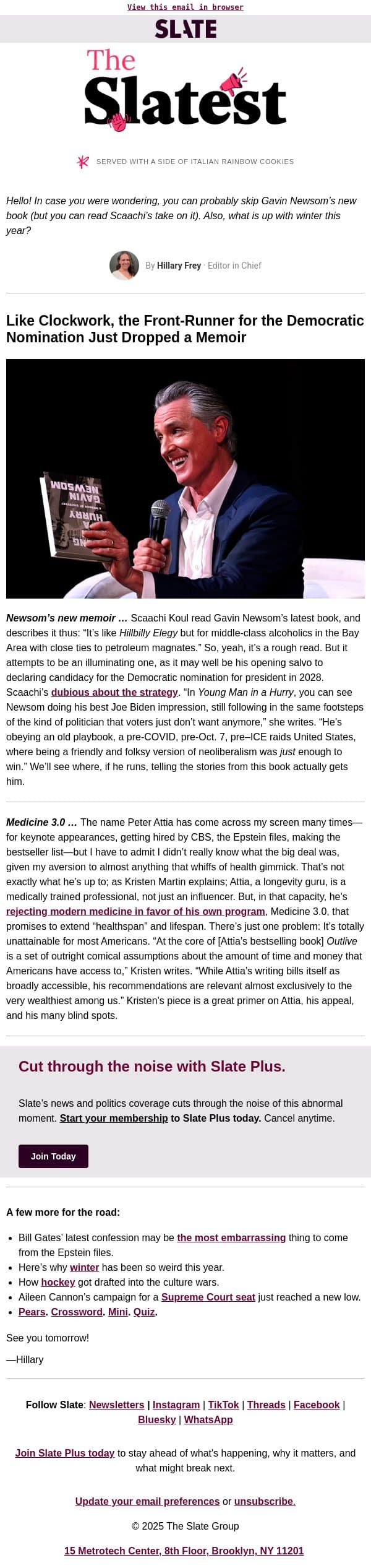 What’s the deal with Peter Attia? email from Slate screenshot
