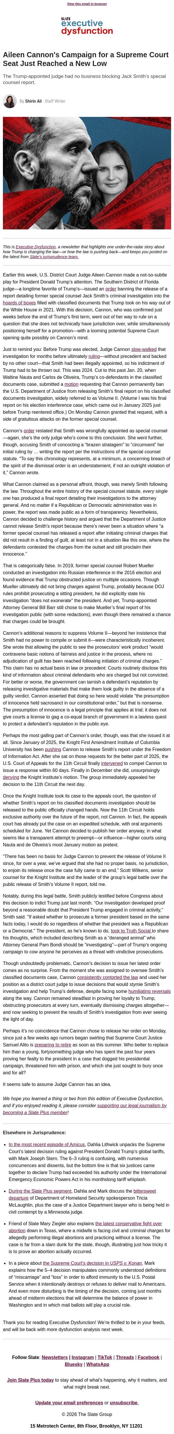 Cannon's campaign for Supreme Court reaches new low email from Slate screenshot
