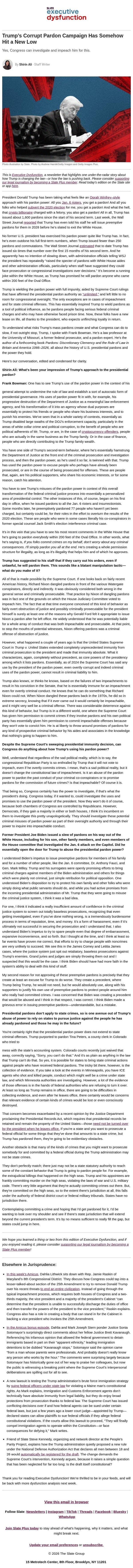 Trump’s pardon campaign hits a new low. email from Slate screenshot