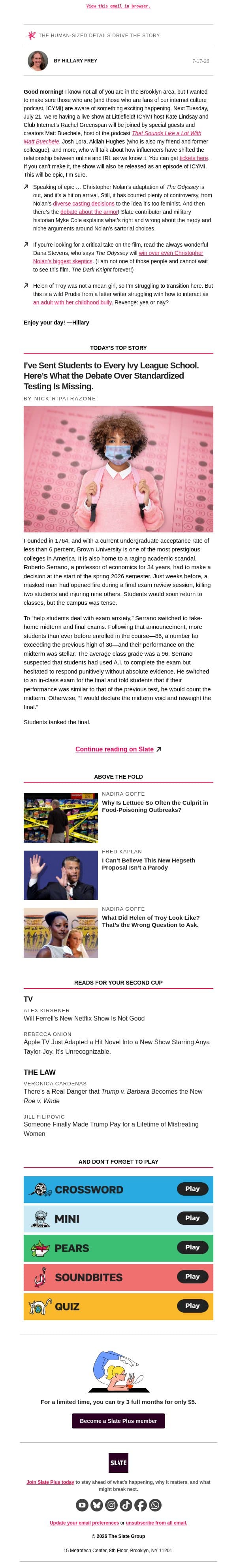 Military buffs are mad—and a little wrong—about The Odyssey email from Slate screenshot