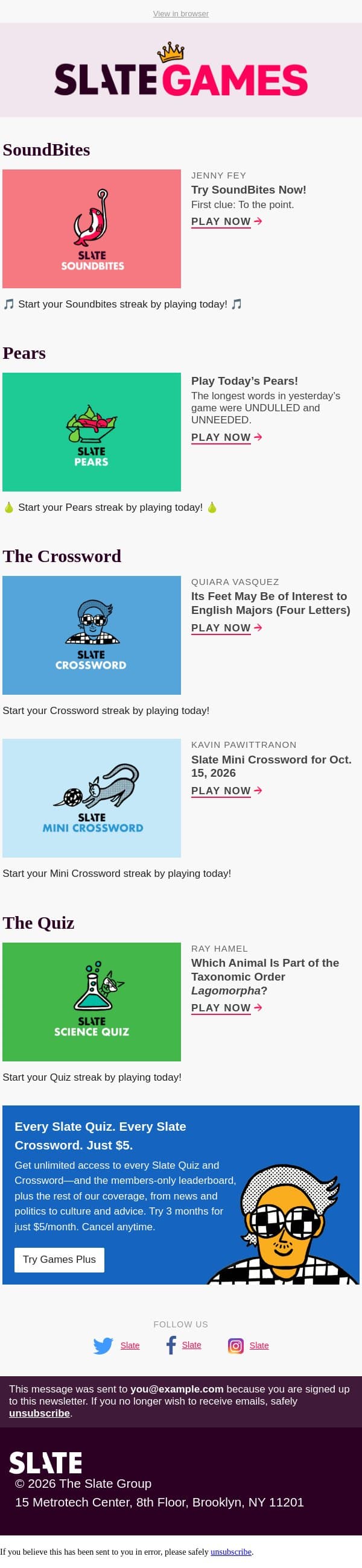 Which animal is part of the taxonomic order Lagomorpha? email from Slate screenshot