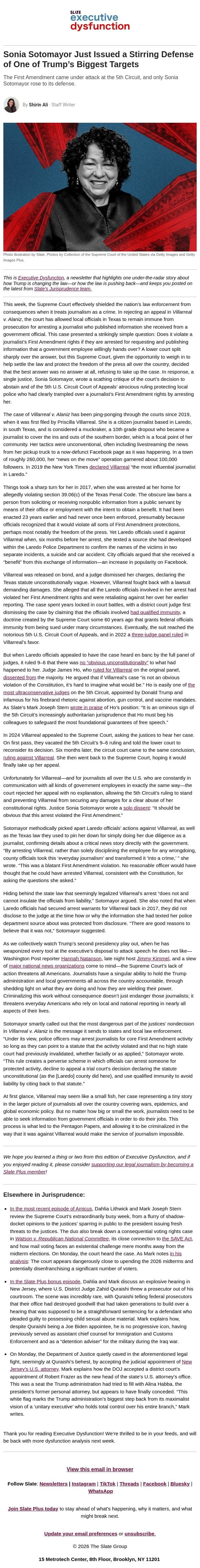 Sonia Sotomayor strikes back email from Slate screenshot