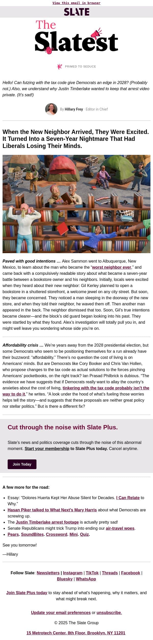 Meet the “worst neighbor ever” email from Slate screenshot
