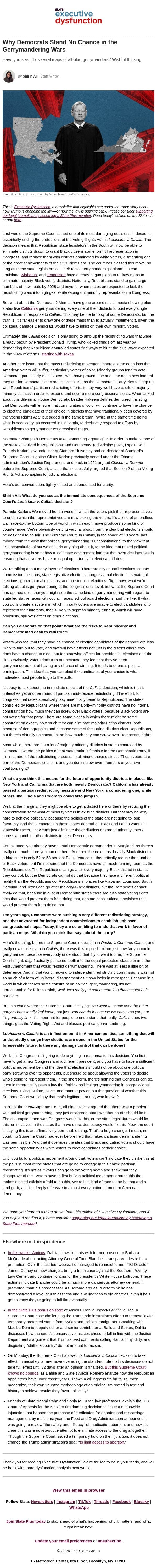 Democrats stand no chance in the gerrymandering wars. email from Slate screenshot