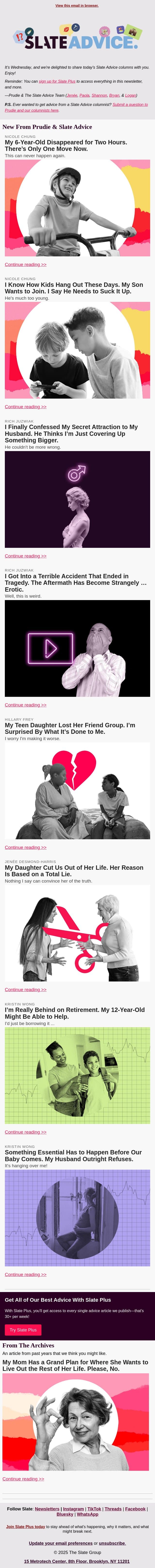 My 6-Year-Old Disappeared for Two Hours. There’s Only One Move Now. email from Slate screenshot