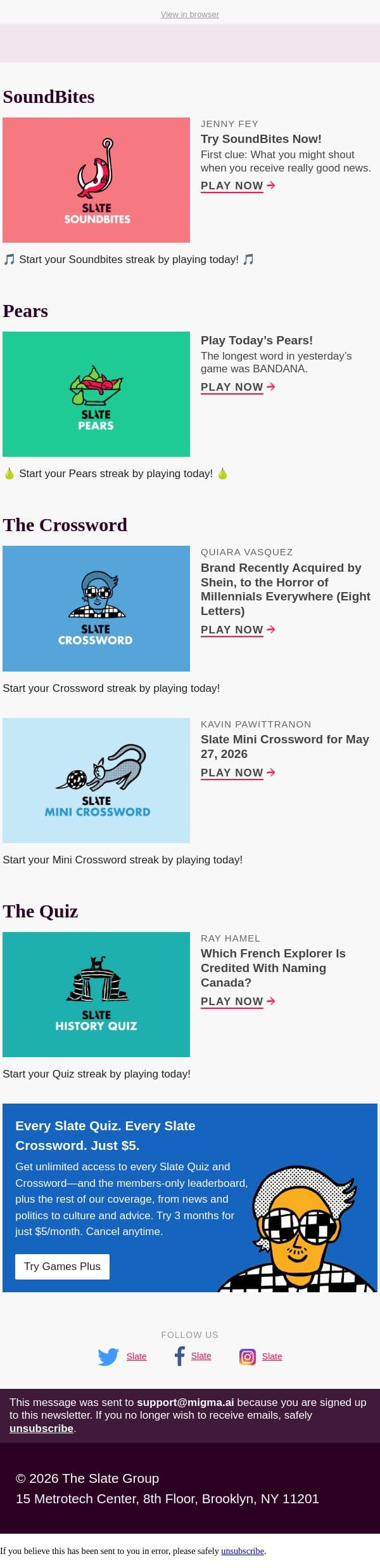 Which French explorer is credited with naming Canada? email from Slate screenshot
