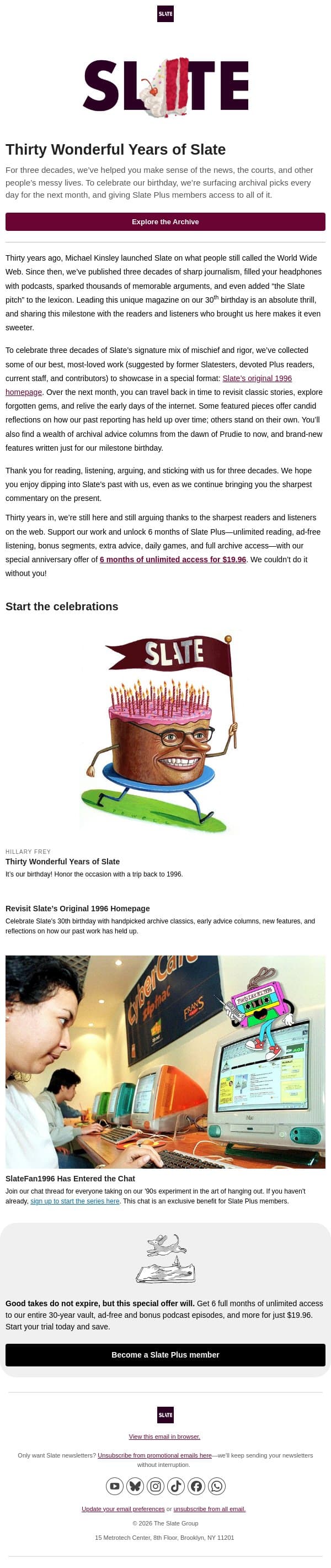 Thirty wonderful years of Slate email from Slate screenshot