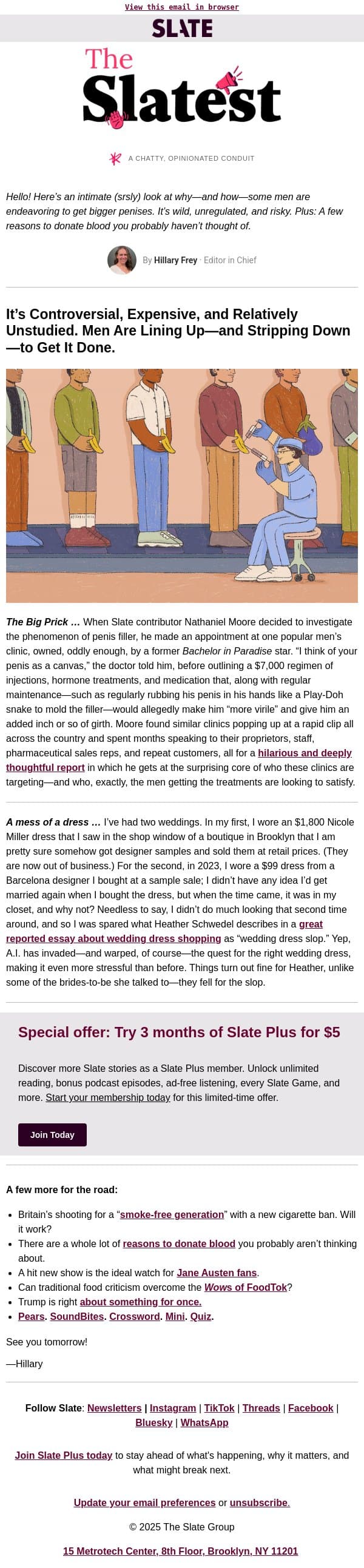Size may matter… but to whom? email from Slate screenshot