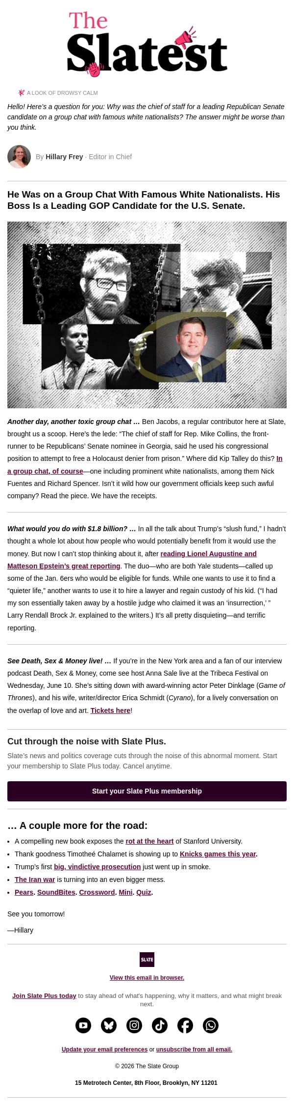 We caught a top GOP staffer on a group chat with white nationalists email from Slate screenshot