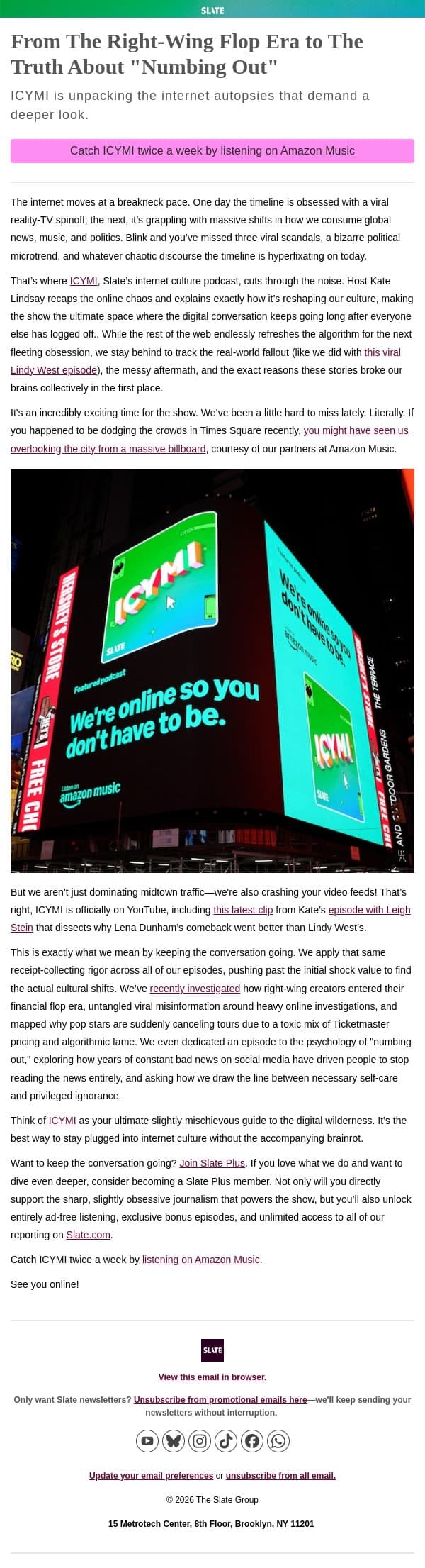 Did the internet break all of our brains? email from Slate screenshot