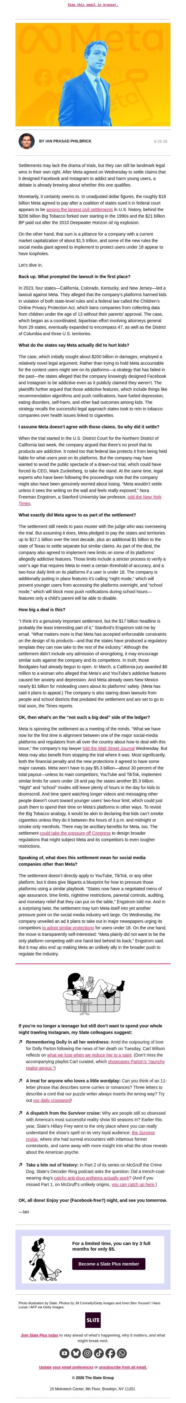 Zuck around and find out email from Slate screenshot