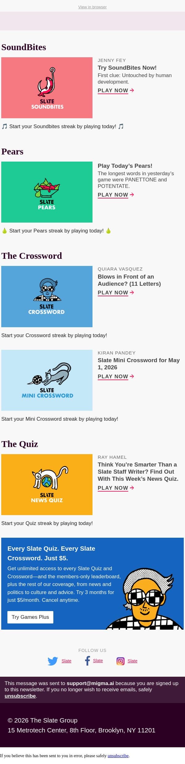Bounce into this week’s Slate News Quiz email from Slate screenshot