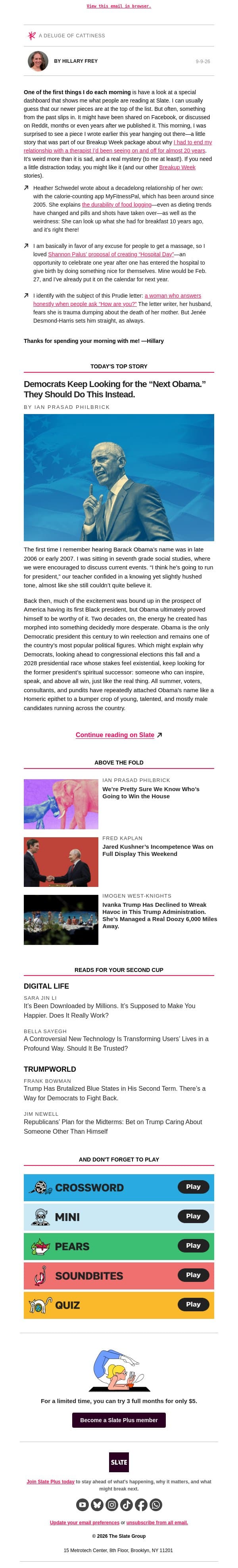 Do you know what you ate for breakfast 10 years ago? email from Slate screenshot