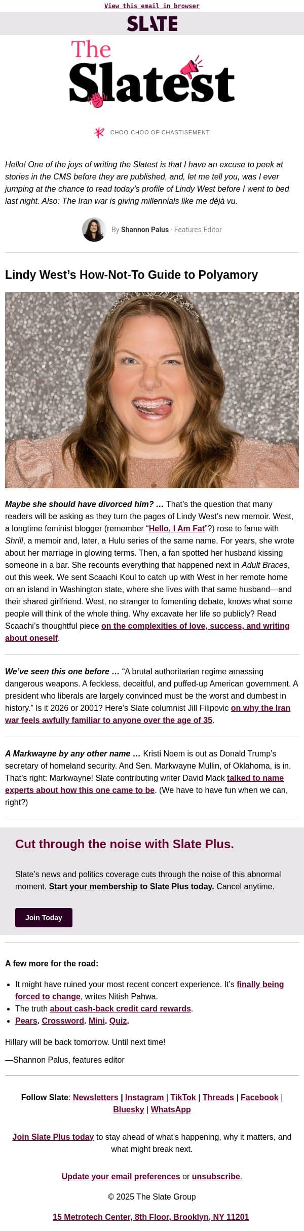 The ur–internet writer is in a throuple email from Slate screenshot
