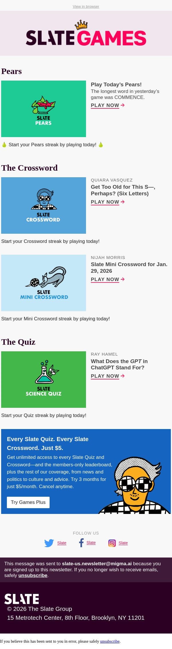 What does the GPT in ChatGPT stand for? email from Slate screenshot