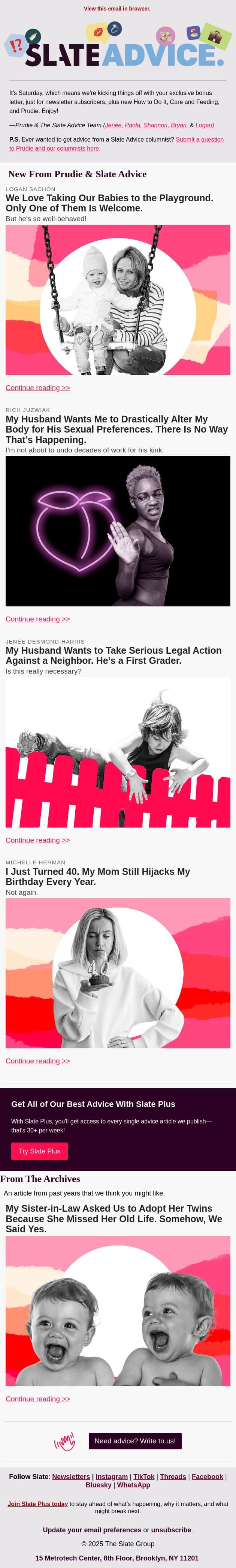 We Love Taking Our Babies to the Playground. Only One of Them Is Welcome. email from Slate screenshot