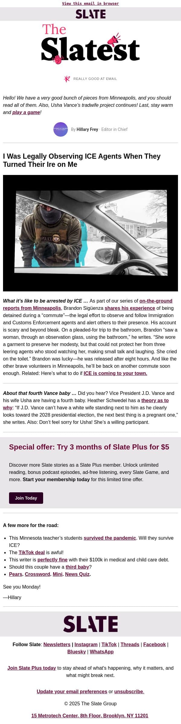 On the ground in Minneapolis email from Slate screenshot