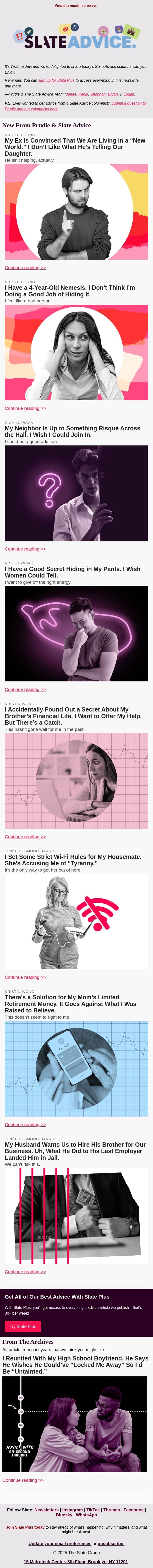 My Ex Is Convinced That We Are Living in a “New World.” I Don’t Like What He’s Telling Our Daughter. email from Slate screenshot
