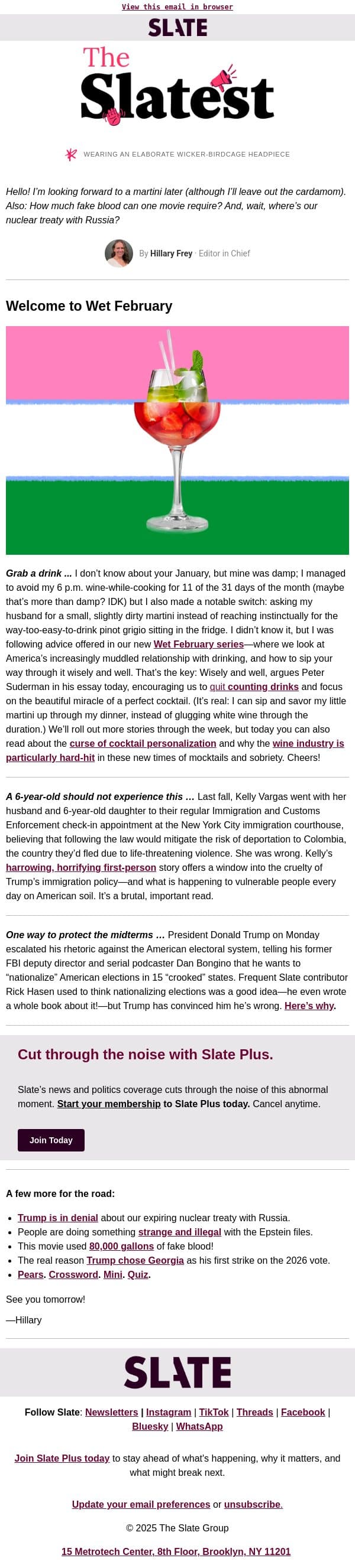 Thank god it’s Wet February! email from Slate screenshot