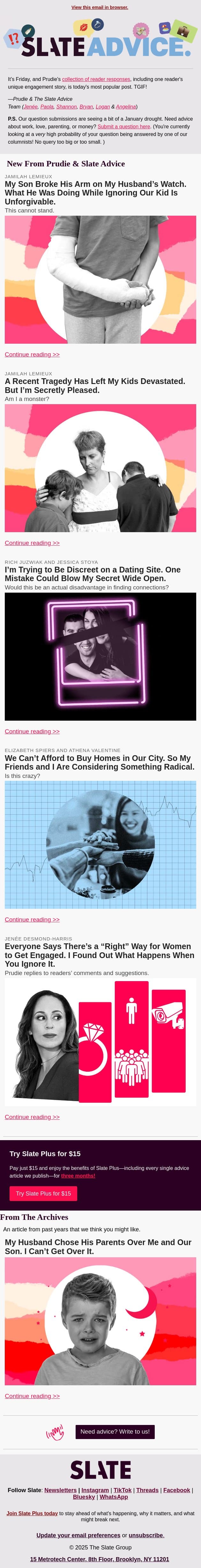 My Son Broke His Arm on My Husband’s Watch. What He Was Doing While Ignoring Our Kid Is Unforgivable. email from Slate screenshot