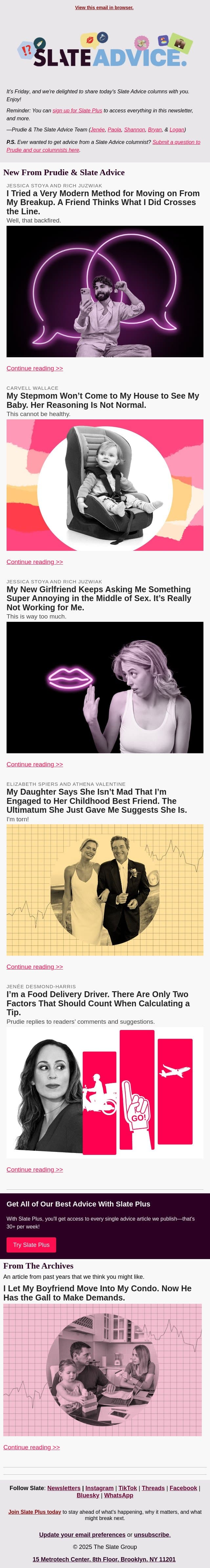 I Tried a Very Modern Method for Moving on From My Breakup. A Friend Thinks What I Did Crosses the Line. email from Slate screenshot