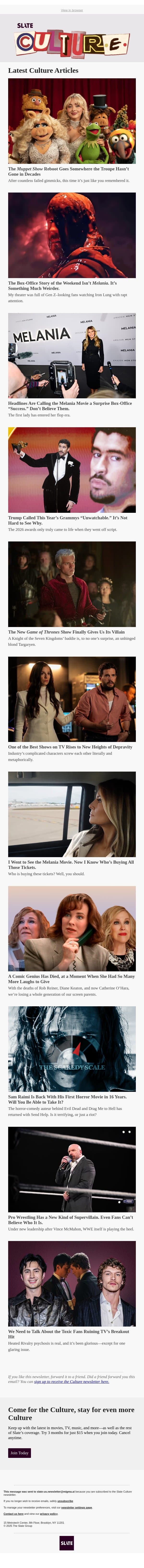 The Muppet Show Reboot Goes Somewhere the Troupe Hasn’t Gone in Decades email from Slate screenshot