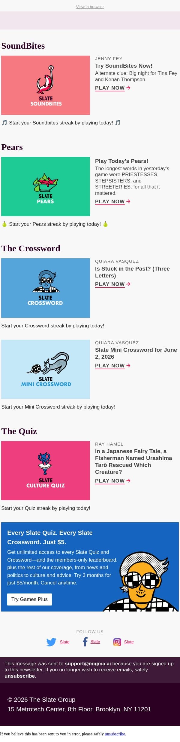 Big night for Tina Fey and Kenan Thompson email from Slate screenshot