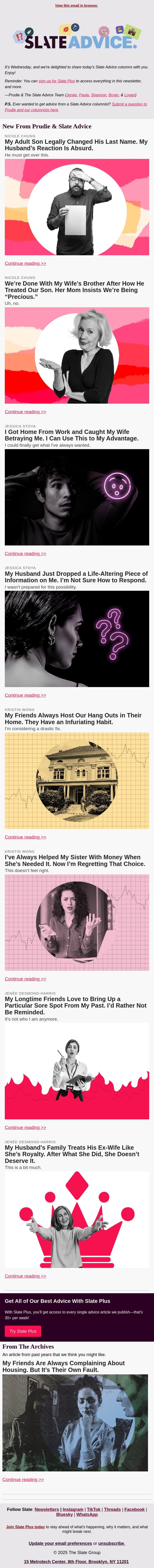 My Adult Son Legally Changed His Last Name. My Husband’s Reaction Is Absurd. email from Slate screenshot