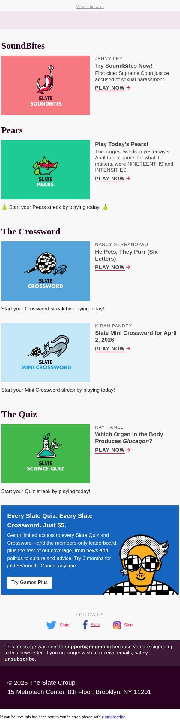 Which organ in the body produces glucagon? email from Slate screenshot