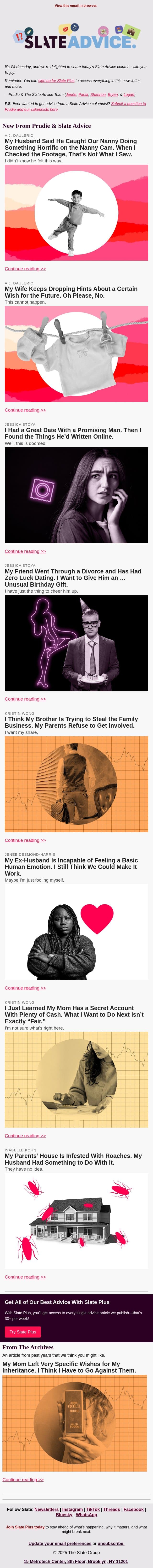 My Husband Said He Caught Our Nanny Doing Something Horrific on the Nanny Cam. When I Checked the Footage, That’s Not What I Saw. email from Slate screenshot