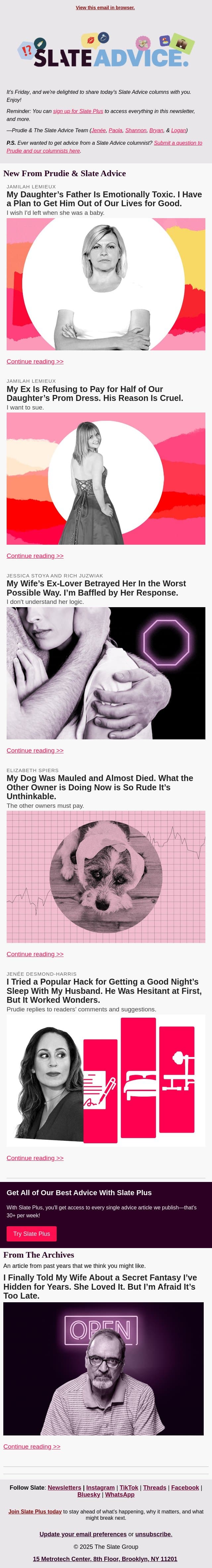 My Daughter’s Father Is Emotionally Toxic. I Have a Plan to Get Him Out of Our Lives for Good. email from Slate screenshot