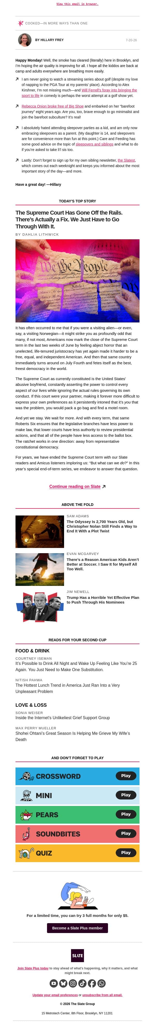 We are still waiting for a good show about golf email from Slate screenshot