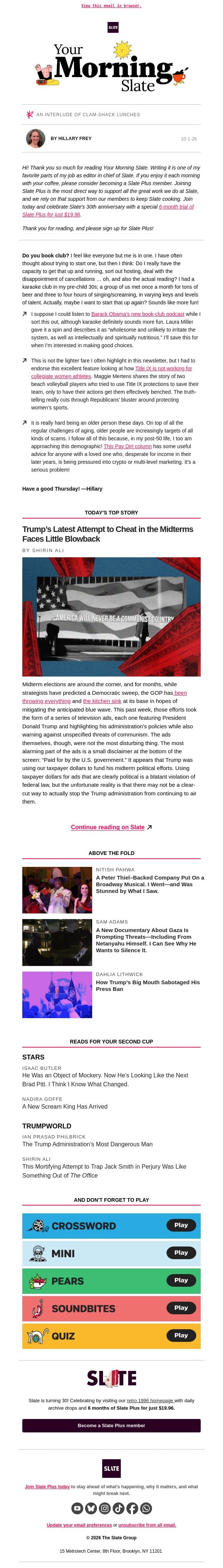 A book club for the deeply sincere email from Slate screenshot