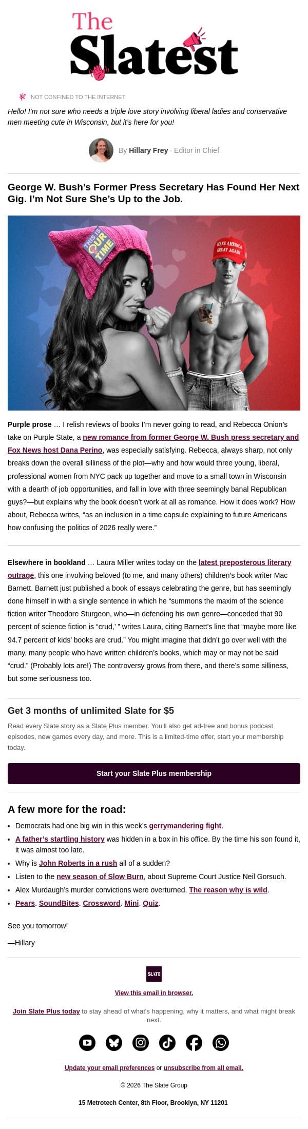 Is love across political lines … romantic? email from Slate screenshot