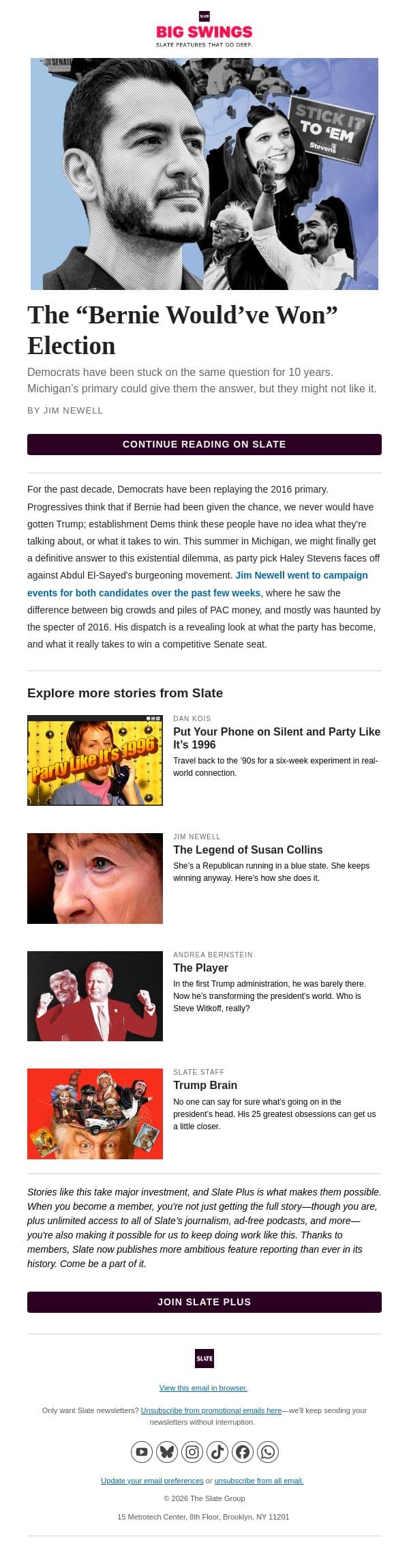 Michigan's Senate race is 2016 all over again email from Slate screenshot