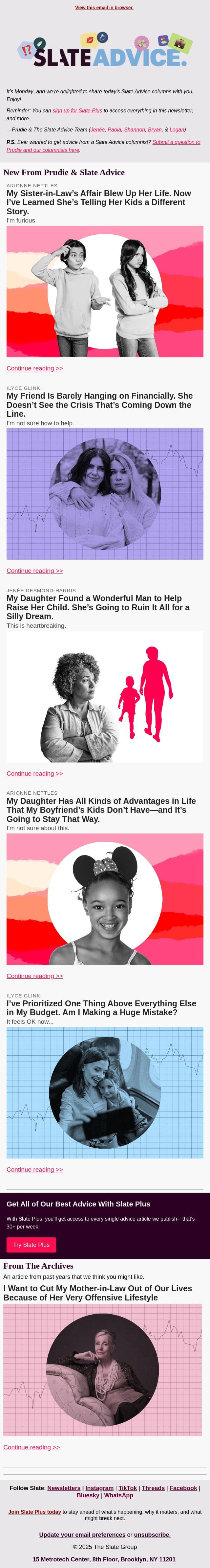 My Sister-in-Law’s Affair Blew Up Her Life. Now I’ve Learned She’s Telling Her Kids a Different Story. email from Slate screenshot