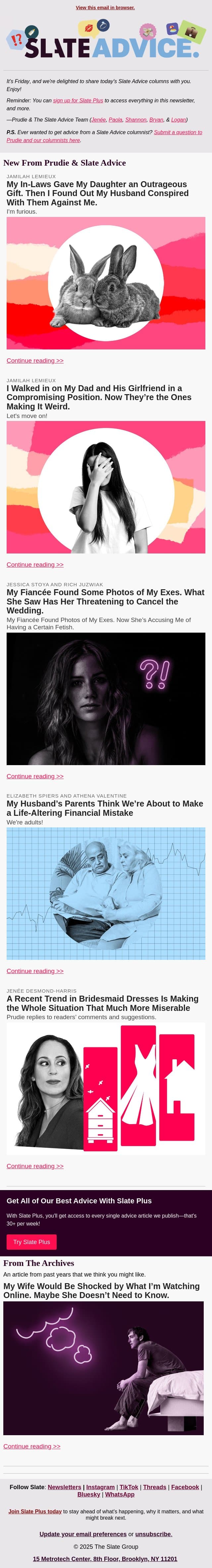 My In-Laws Gave My Daughter an Outrageous Gift. Then I Found Out My Husband Conspired With Them Against Me. email from Slate screenshot