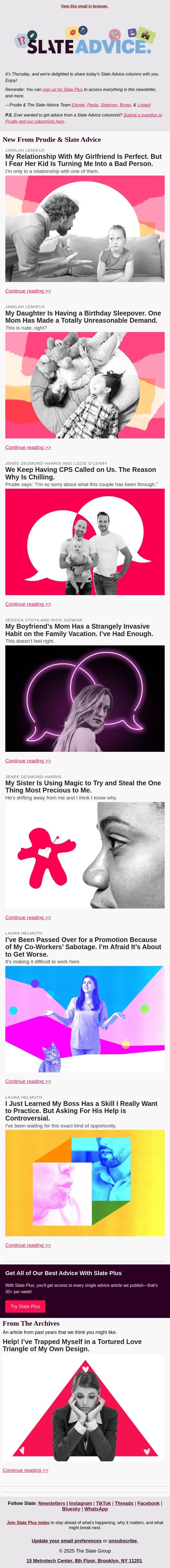 My Relationship With My Girlfriend Is Perfect. But I Fear Her Kid Is Turning Me Into a Bad Person. email from Slate screenshot