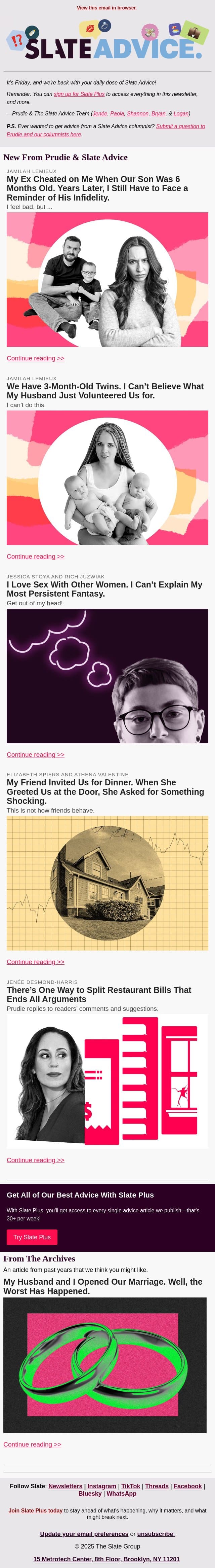 My Ex Cheated on Me When Our Son Was 6 Months Old. Years Later, I Still Have to Face a Reminder of His Infidelity. email from Slate screenshot