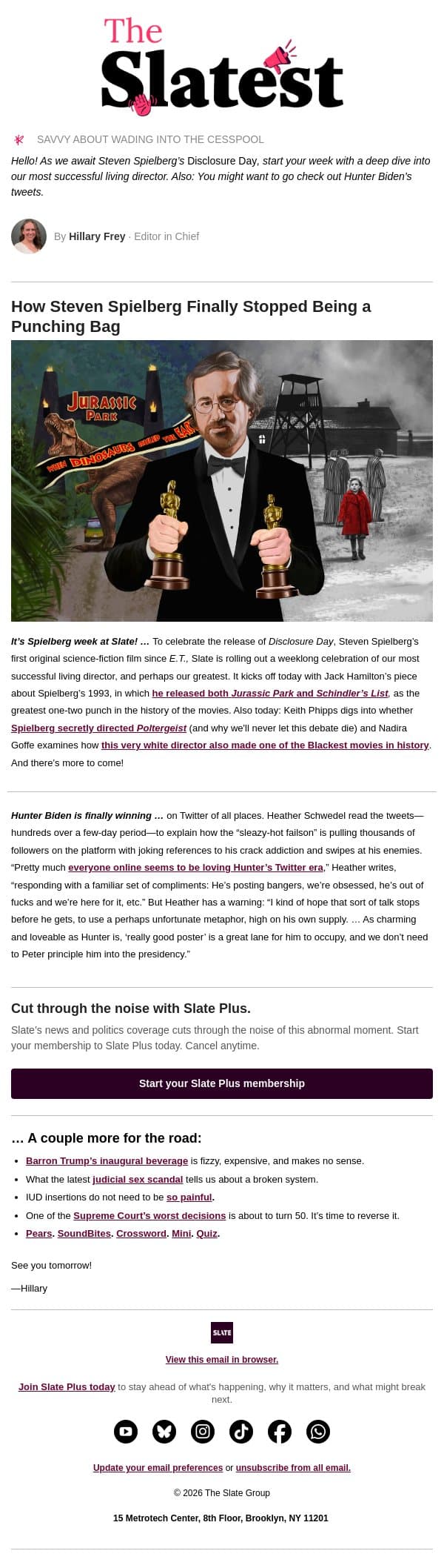 The greatest one-two punch in the history of movies email from Slate screenshot