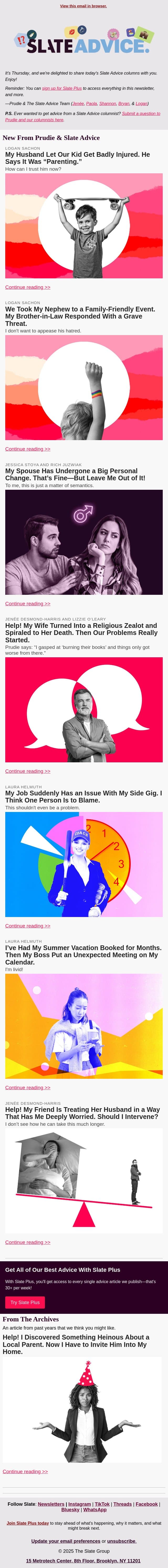 My Husband Let Our Kid Get Badly Injured. He Says It Was “Parenting.” email from Slate screenshot