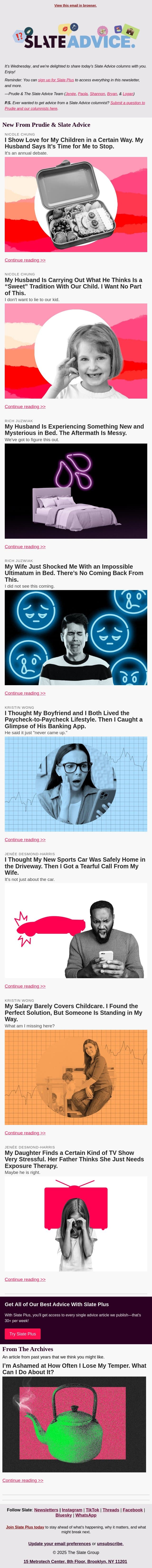 I Show Love for My Children in a Certain Way. My Husband Says It’s Time for Me to Stop. email from Slate screenshot