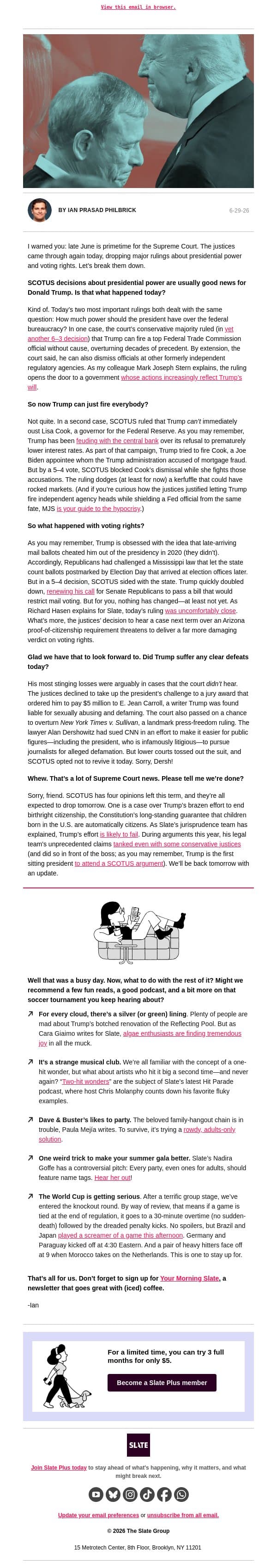 The Supreme Court takes us a step closer to autocracy email from Slate screenshot