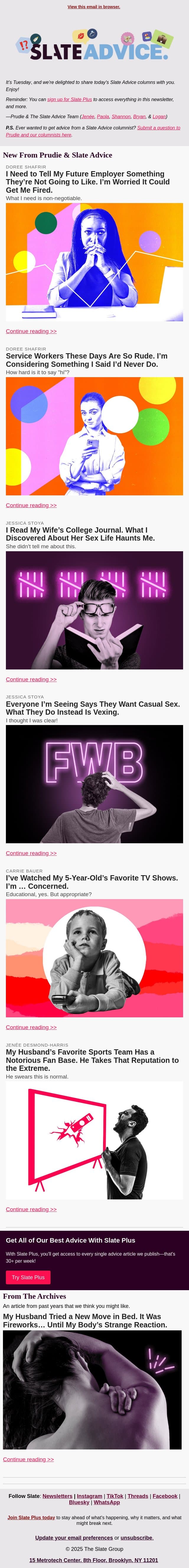 I Need to Tell My Future Employer Something They’re Not Going to Like. I’m Worried It Could Get Me Fired. email from Slate screenshot