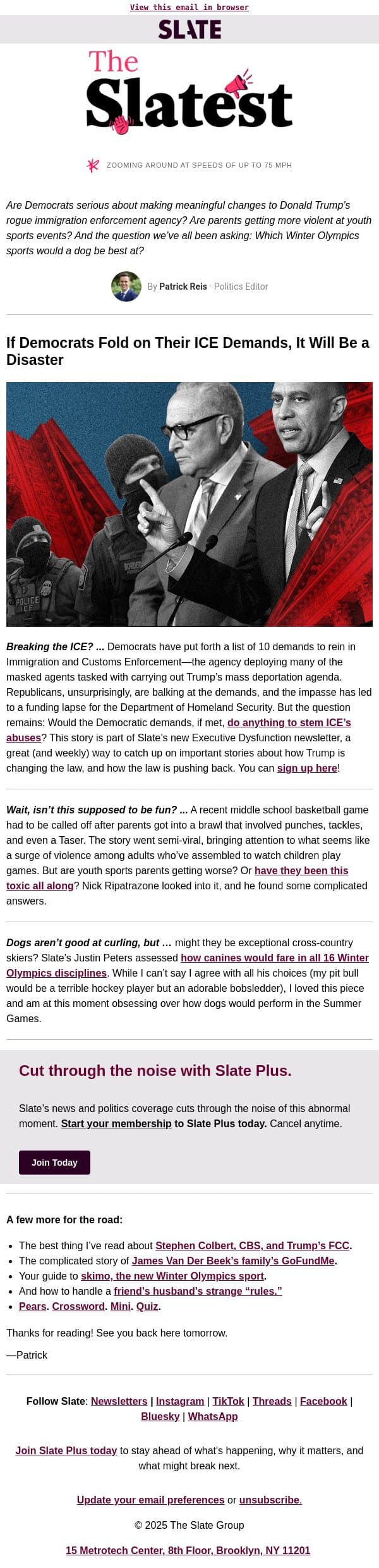 Democrats have a plan for ICE. Is it a good one? email from Slate screenshot