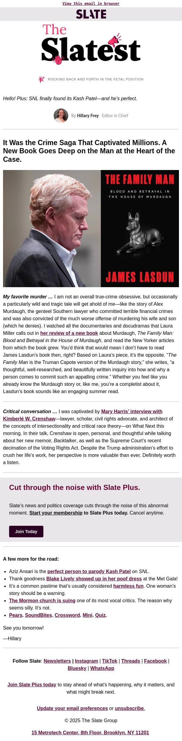 The Truman Capote version of a very recent murder email from Slate screenshot