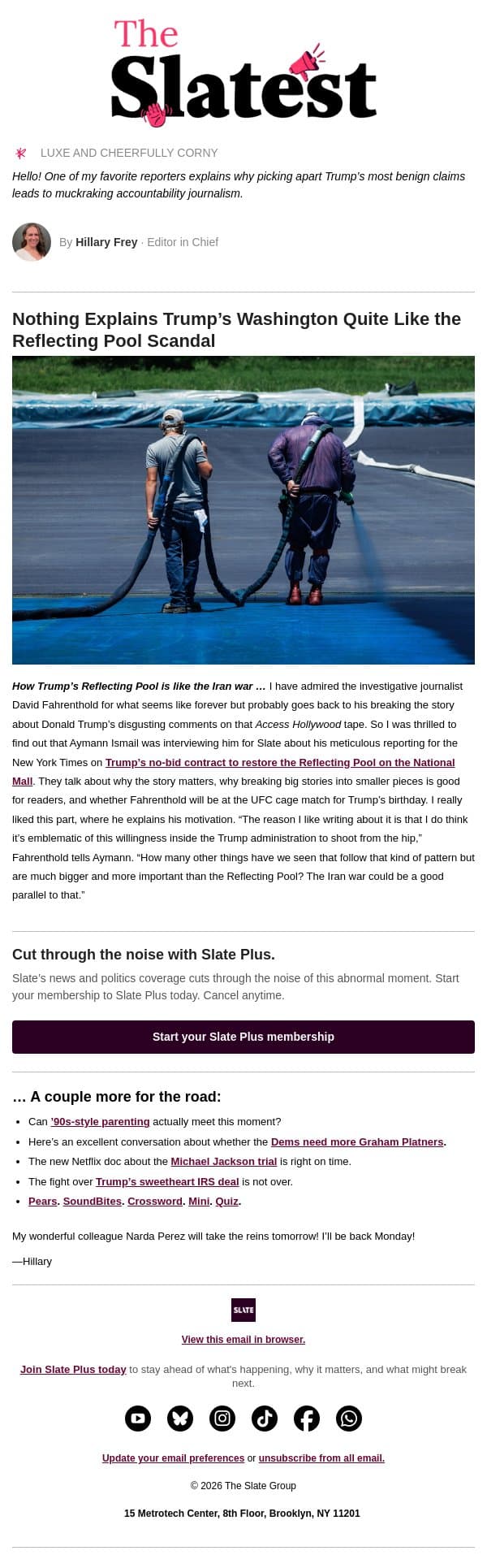 The Reflecting Pool controversy is deeper than it looks email from Slate screenshot
