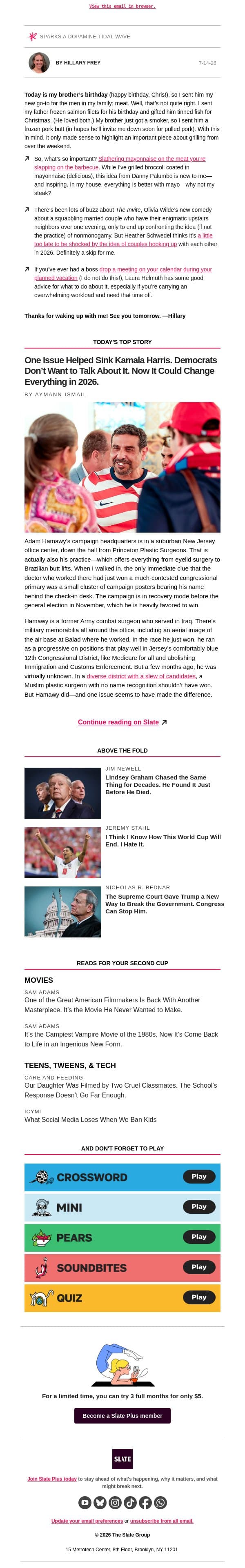 Is nonmonogamy still transgressive in 2026? email from Slate screenshot